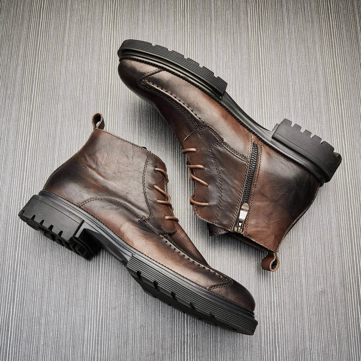 Bota de Pele Masculinas Retro Luxuosas