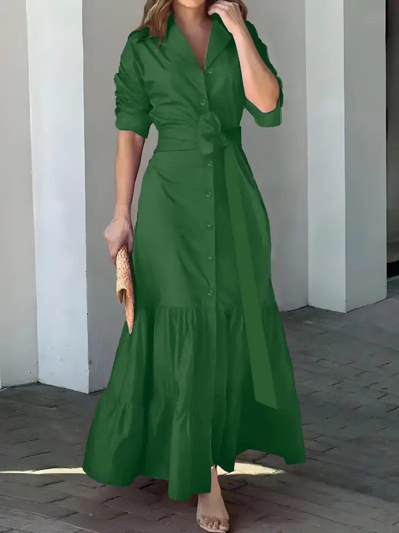 🔥Promoção com 49% de desconto🔥Vestido maxi chique com cinto