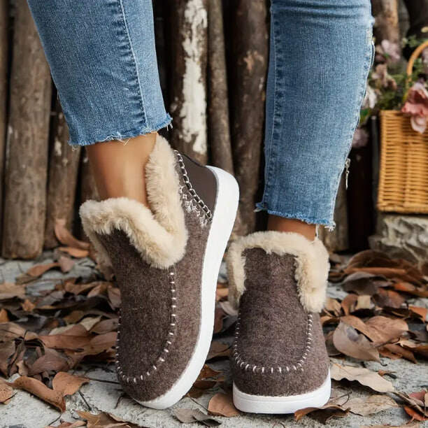 🥾Tênis slip-on macios e felpudos para pés confortáveis