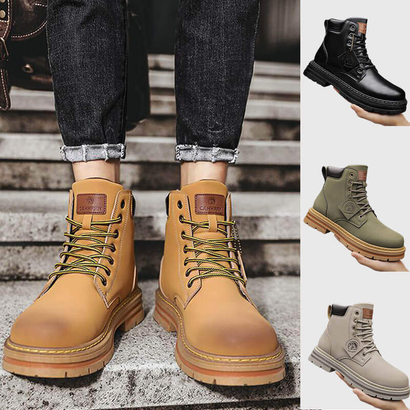 Botas de motociclista masculinas clássicas em estilo vintage