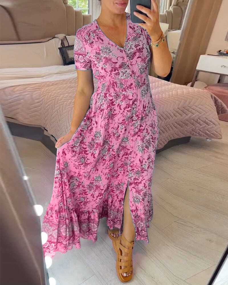 🔥Vestido decote em V com estampa floral