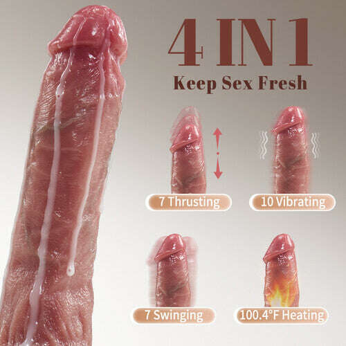 AcmeJoy Small Glans Thick Shaft Big Ball 7 Thrusting Swinging 10 Vibrating Heating Lifelike Dildo 8.66 Inch