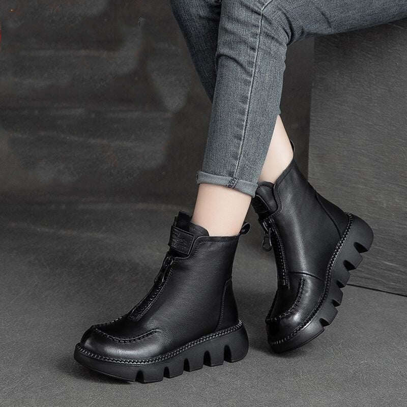 🔥Botas femininas curtas quentes em estilo retrô feitas de couro PU👢