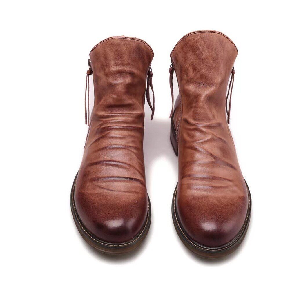 Novo Bota de couro com fecho de correr para homem | Oferta de metade do preço🔥