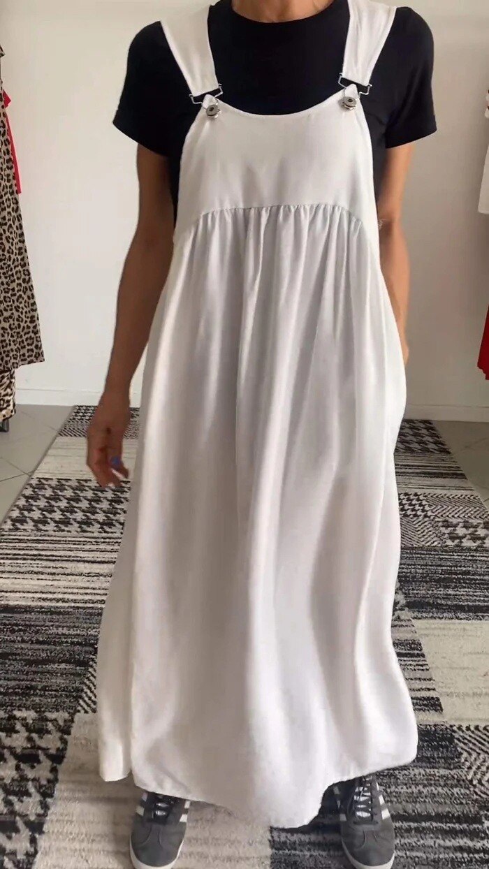 Vestido de mulher diário de alças finas, decote quadrado, cor sólida, com alças