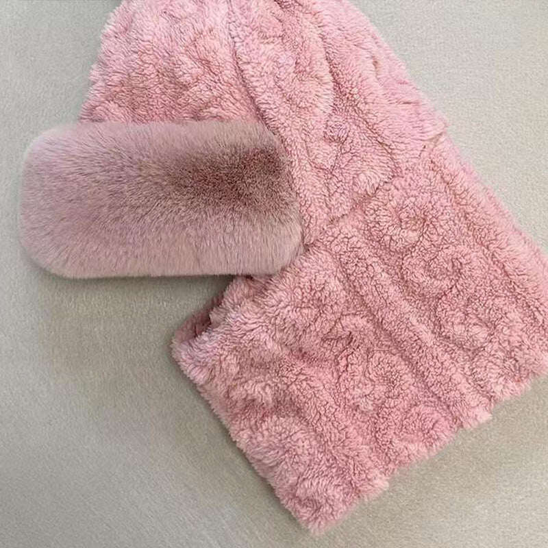 🔥Chapéu feminino de pelúcia quente à prova de vento e inverno com lenço🎁