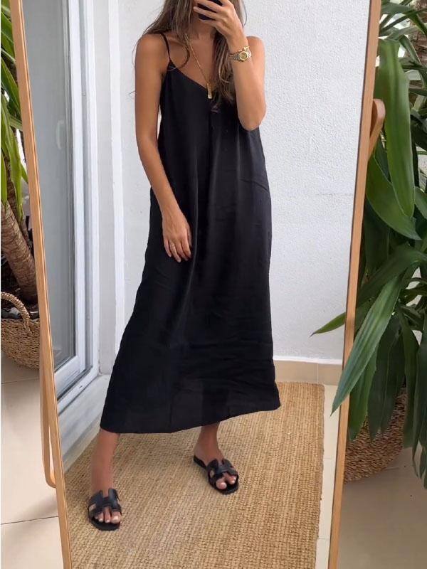 Vestido casual de cor sólida