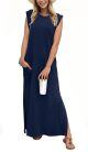 Vestido maxi feminino casual solto e sem rugas