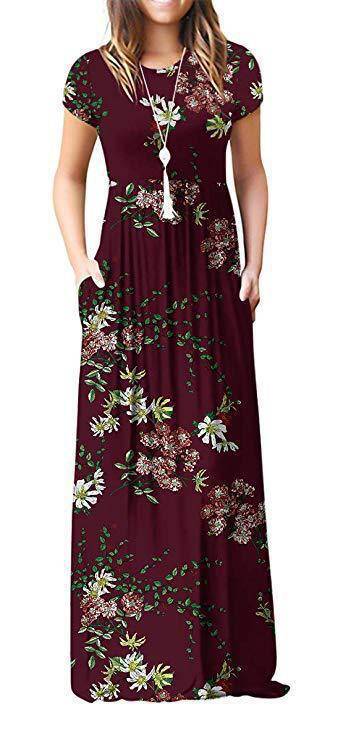 Amazon WISH hit 2023 autumn new element printed round neck pocket long sleeve dress waist long skirt