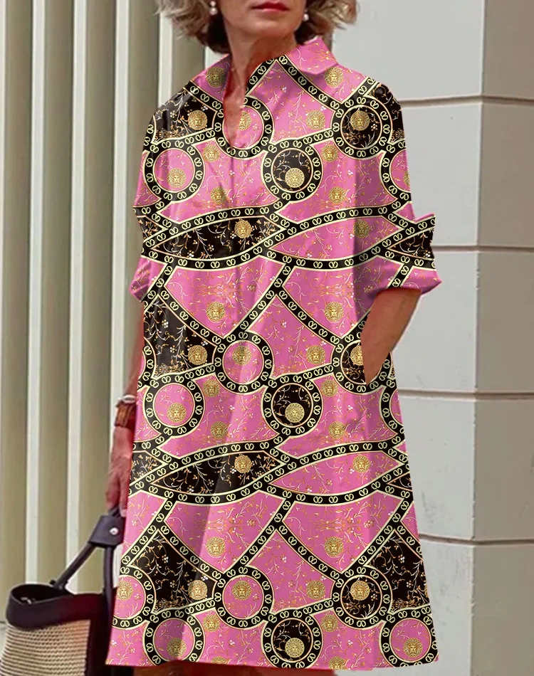 Camisa de luxo de baile estampada com vestido elegante 2024