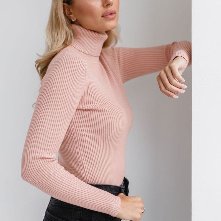 Camisola de gola alta, camisa de malha com fundo, camisola outono 2025, camisola de gola alta, camisola para mulher