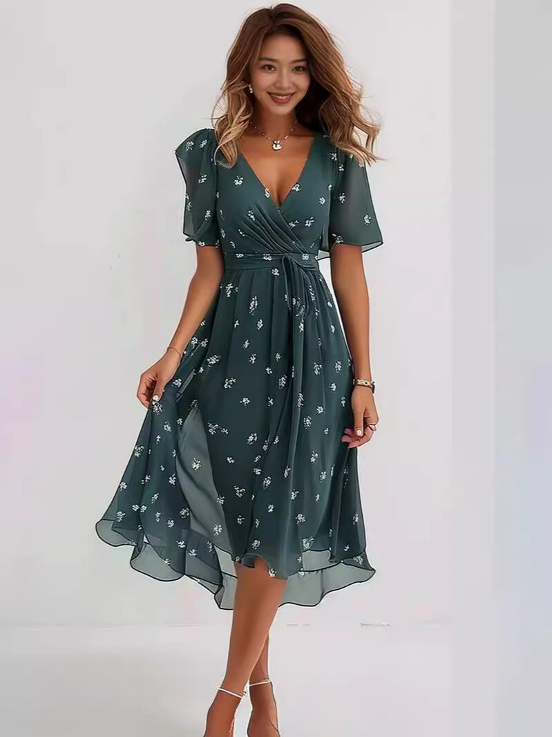 Vestido estampado em chiffon 2024