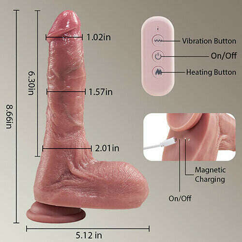 AcmeJoy Small Glans Thick Shaft Big Ball 7 Thrusting Swinging 10 Vibrating Heating Lifelike Dildo 8.66 Inch