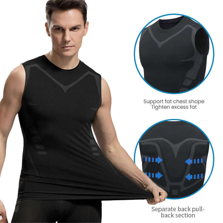 🦾NOVA VERSÃO 2023 EXPECTSKY IONIC SHAPING VEST, CONFORTÁVEL E RESPIRÁVEL ICE SILK FABRIC, PARA HOMENS MOLDAREM O CORPO PERFEITO（🔥🔥DESCONTO LIMITADO NOS ÚLTIMOS 30 MINUTOS⏳）