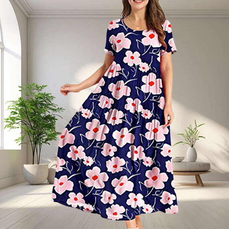 VESTIDO DIÁRIO PARA MULHERES COM GOLCO BAIXO E PADRÃO ESCONDIDO👗