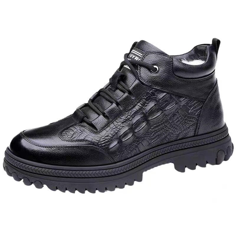 Crocodille™ Sapatos masculinos de couro de crocodilo de inverno