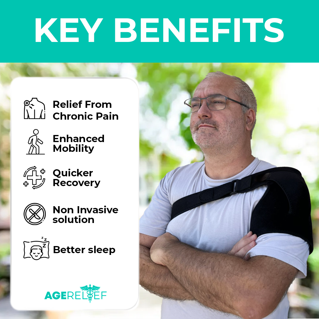 AgeRelief - A melhor cinta de ombros para o alívio da dor + brindes