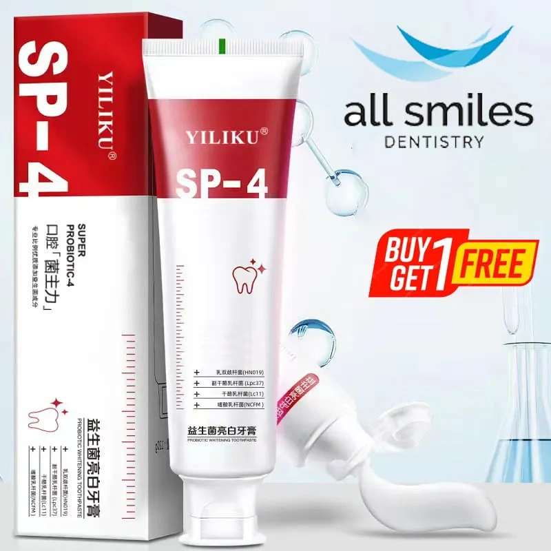 (❤️HOT SALE- 49% OFF) All Smiles - Pasta de dentes probiótica para branqueamento e remoção de manchas.