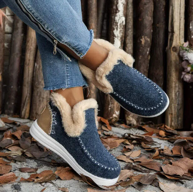 🥾Tênis slip-on macios e felpudos para pés confortáveis