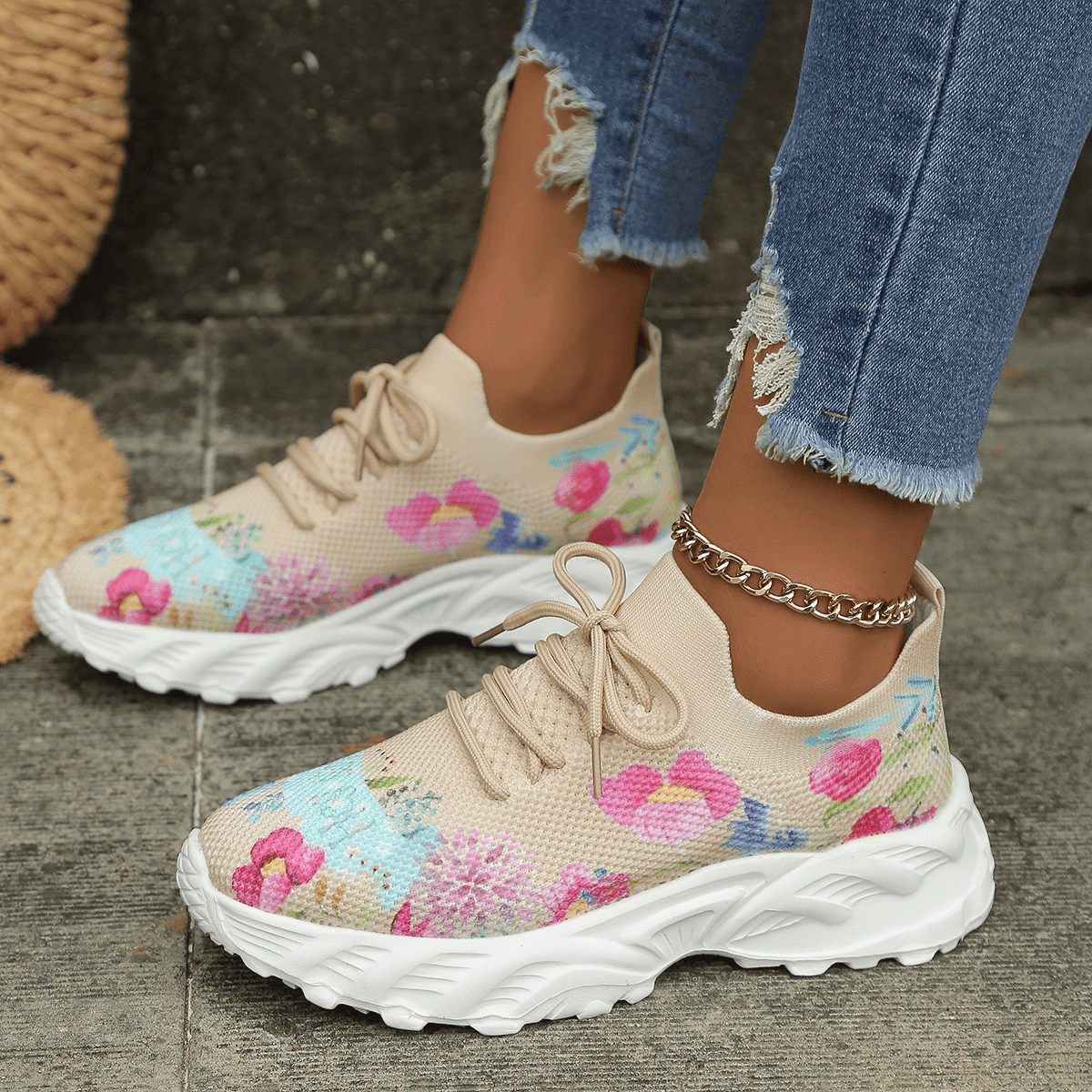 👟Utolsó napi INGYENES SZÁLLÍTÁS Akció 49% KEDVEZMÉNY — Virágmintás ortopéd tornacipők👟
