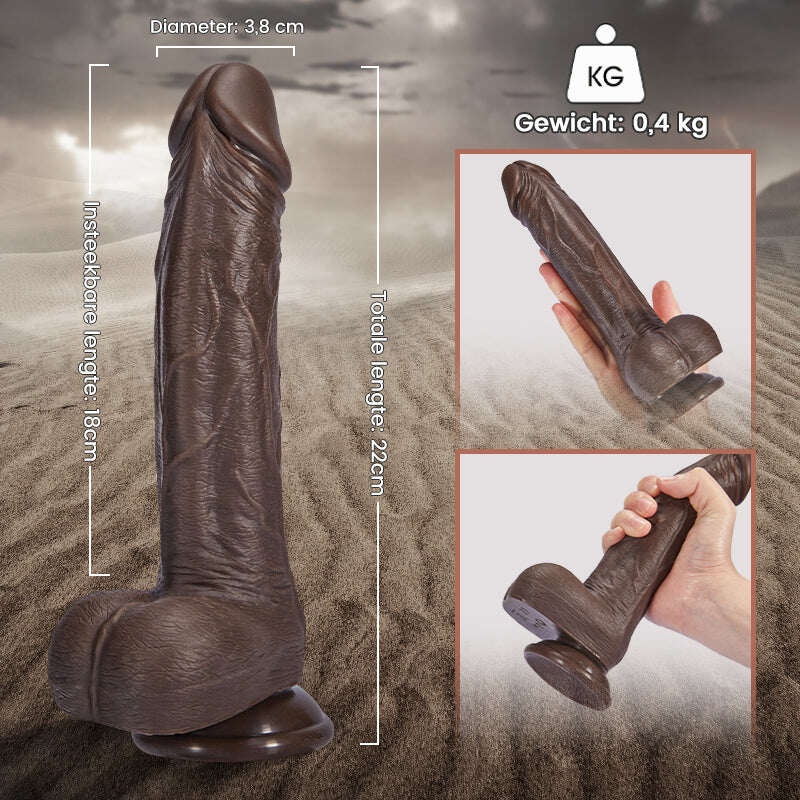 Velké černé realistické dildo 3v1 dálkové ovládání 18CM