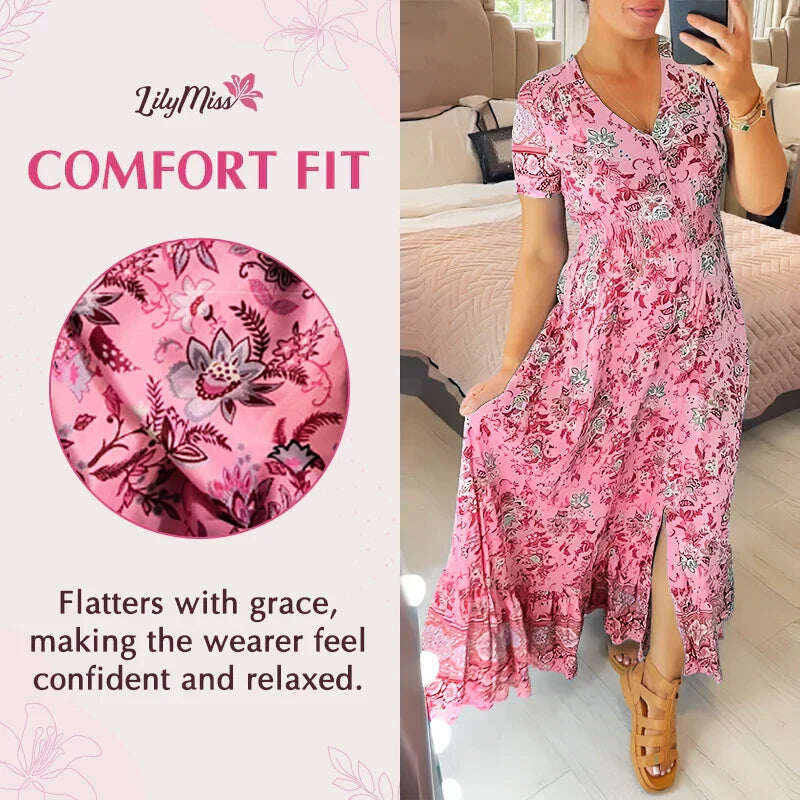 🔥Vestido decote em V com estampa floral