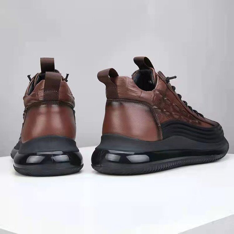 Sapatos casuais de couro de vaca com almofada de ar para homem