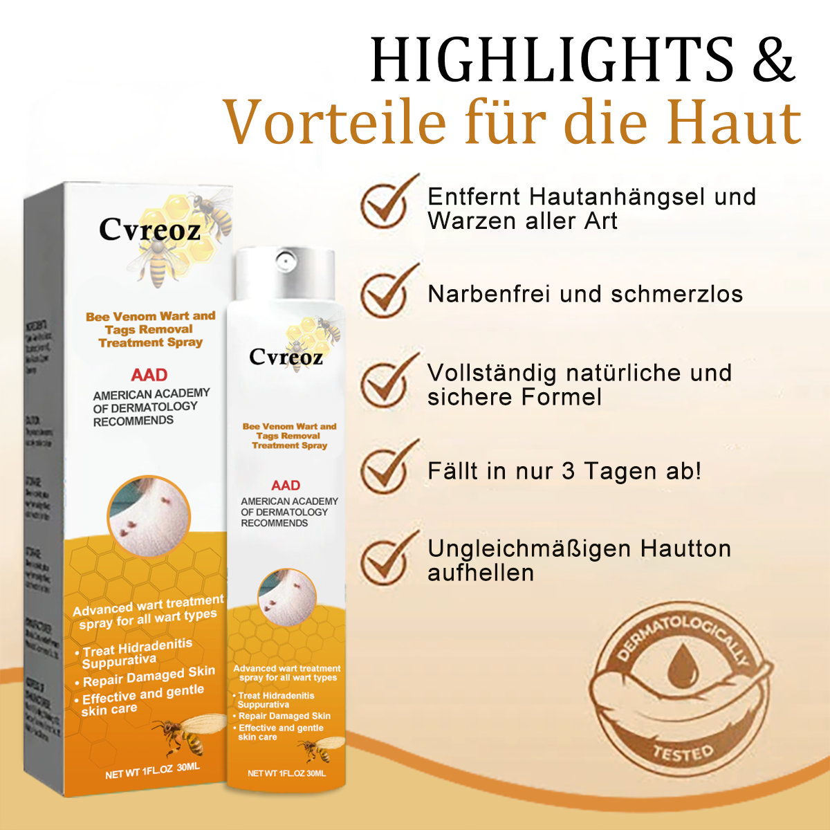 [🧡Magazin oficial al mărcii🧡]🥇Spray de tratament pentru îndepărtarea negilor și a etichetelor cu venin de albine Cvreoz (👨‍⚕AAD RECOMANDAT)🐝🐝(🔥Promoție de ultima zi 80% reducere)