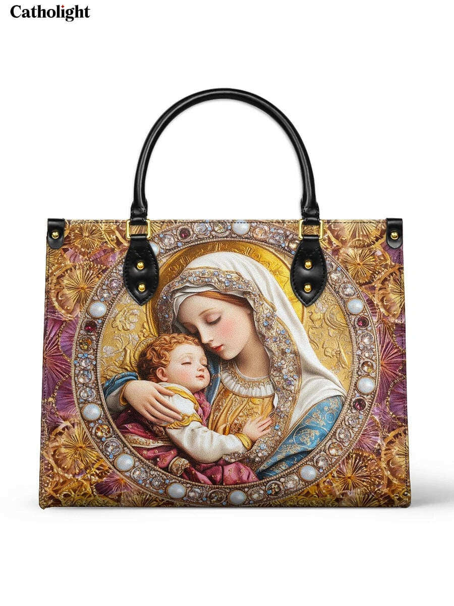 Catholight  Divine Madonna And Child Leather Bag