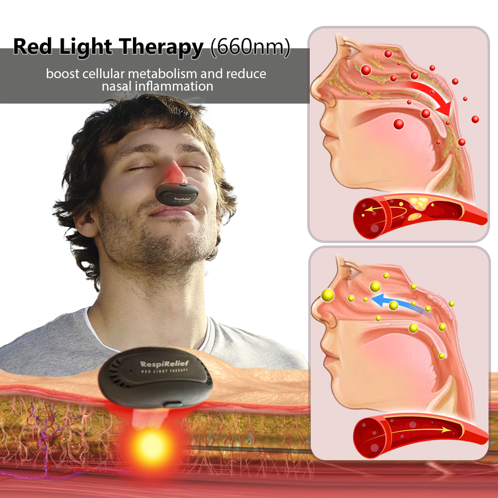 Instrumento de terapia nasal com luz vermelha Fivfivgo™ RespiRelief