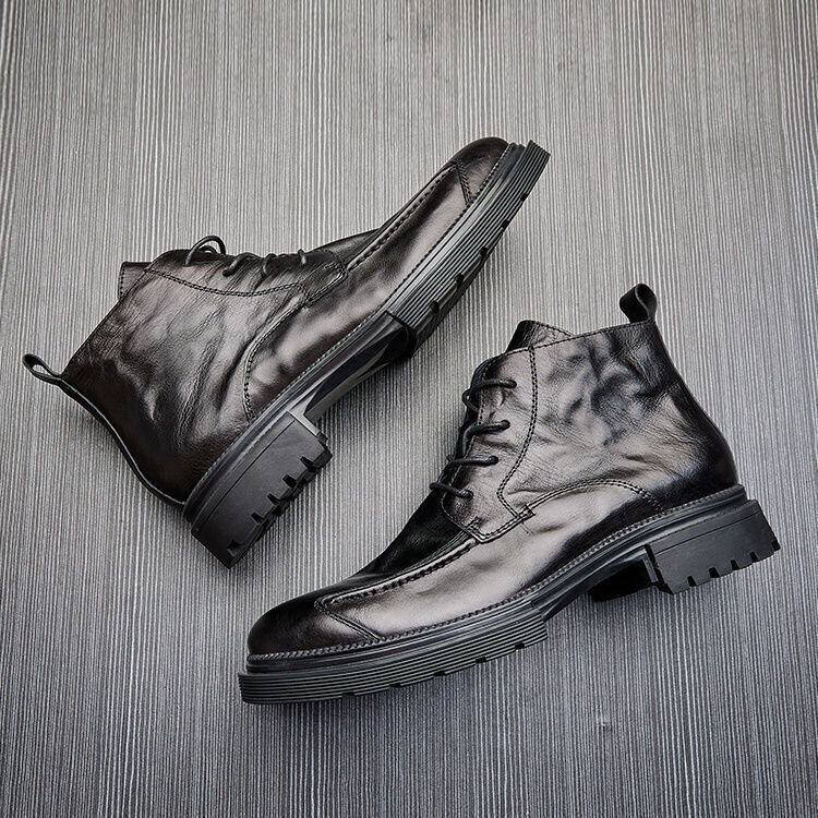 Bota de Pele Masculinas Retro Luxuosas