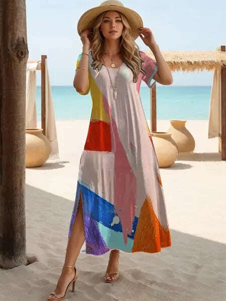 【S-3XL】🌈2024 NOVO VESTIDO LONGO ESTAMPADO PLUS SIZE