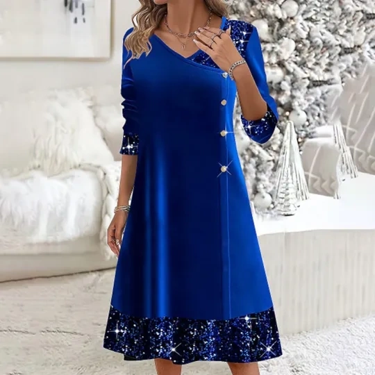 Vestido midi corte A com lantejoulas para mulher