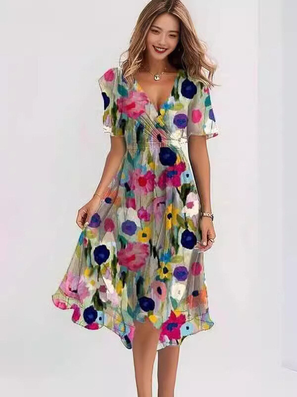 Vestido estampado em chiffon 2024