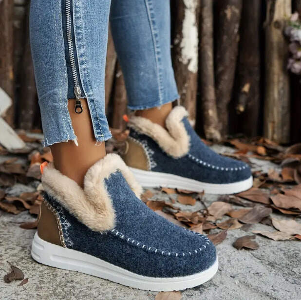 🥾Tênis slip-on macios e felpudos para pés confortáveis