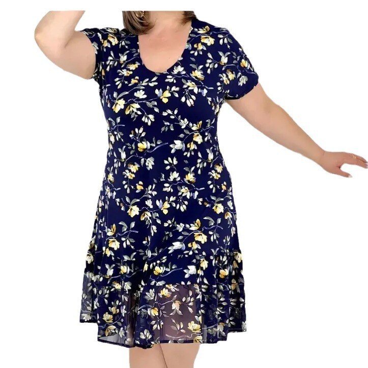 Compre 1 e ganhe 1 grátis💟【S-5XL】👗2024 Novo vestido com estampa floral moderno e elegante