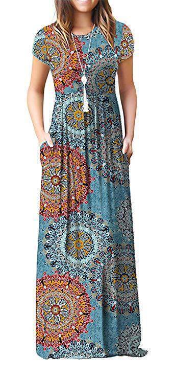 Amazon WISH hit 2023 autumn new element printed round neck pocket long sleeve dress waist long skirt