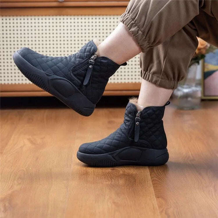 Botas femininas de neve quentes com sola grossa