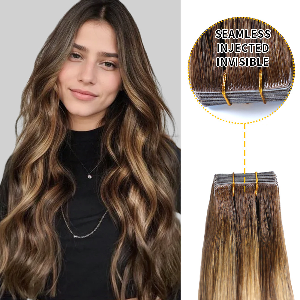 FITA INVISÍVEL INJETADA SEM COSTURA GOOPATCH AMARRADA À MÃO NA EXTENSÃO DO CABELO - CABELO HUMANO 100% VIRGEM / 10 PCS