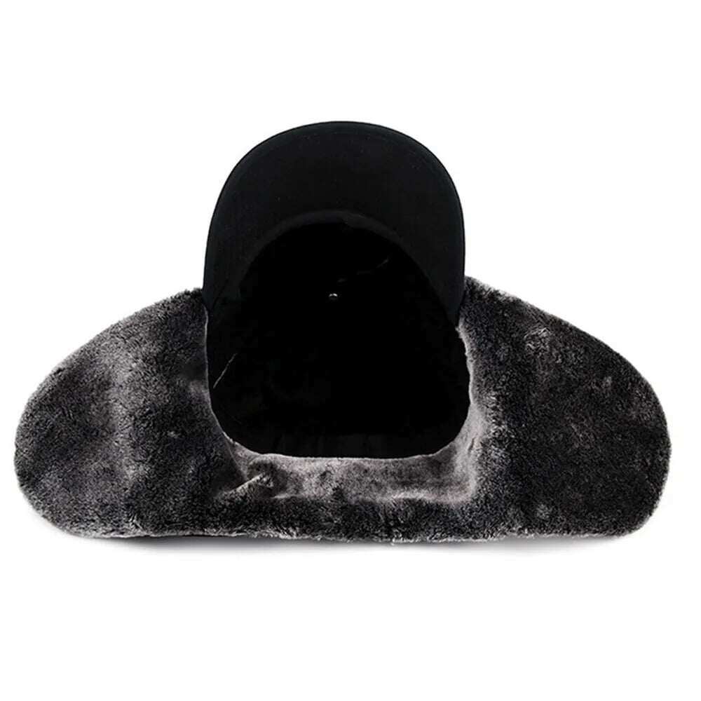 🧢❄️Homens Inverno Aba de Orelha Chapéu Trapper Máscara Facial Pele Aviador Térmico Quente Neve Esqui Cap