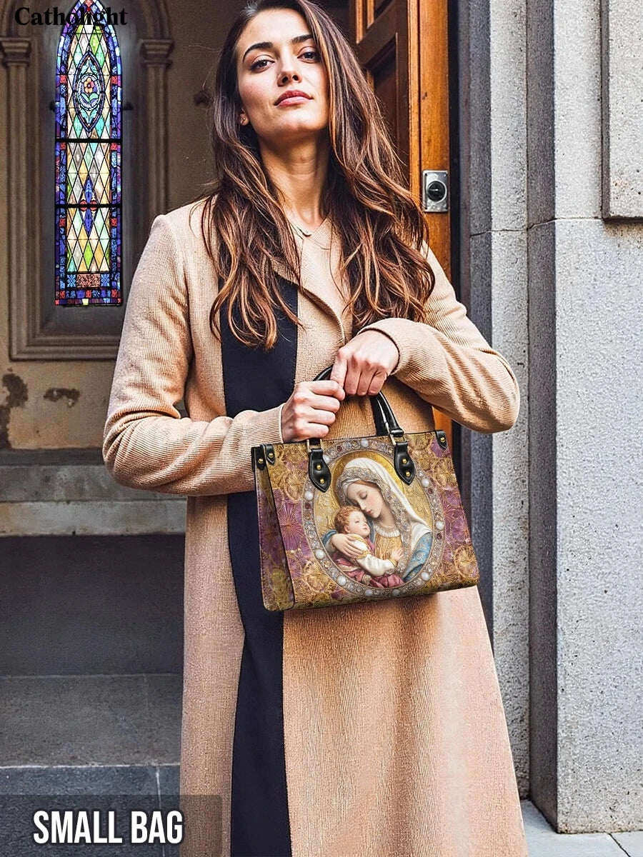 Catholight  Divine Madonna And Child Leather Bag
