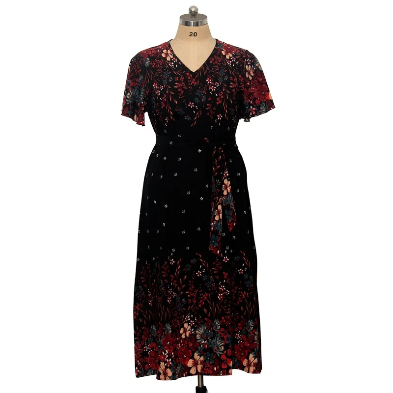 Vestido de praia feminino Boho com estampa floral 2024