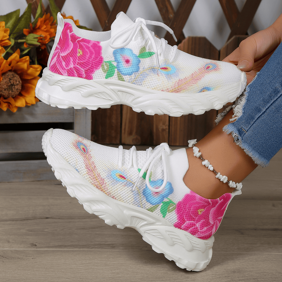 👟Utolsó napi INGYENES SZÁLLÍTÁS Akció 49% KEDVEZMÉNY — Virágmintás ortopéd tornacipők👟
