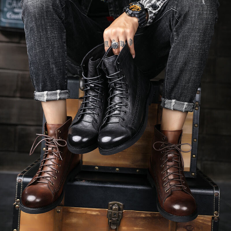 Bota de Couro Vintage Masculinas Clássicas