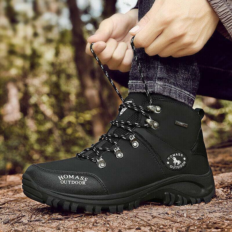 Botas de senderismo para hombre, impermeables, antideslizantes, transpirables, con cordones, para exteriores