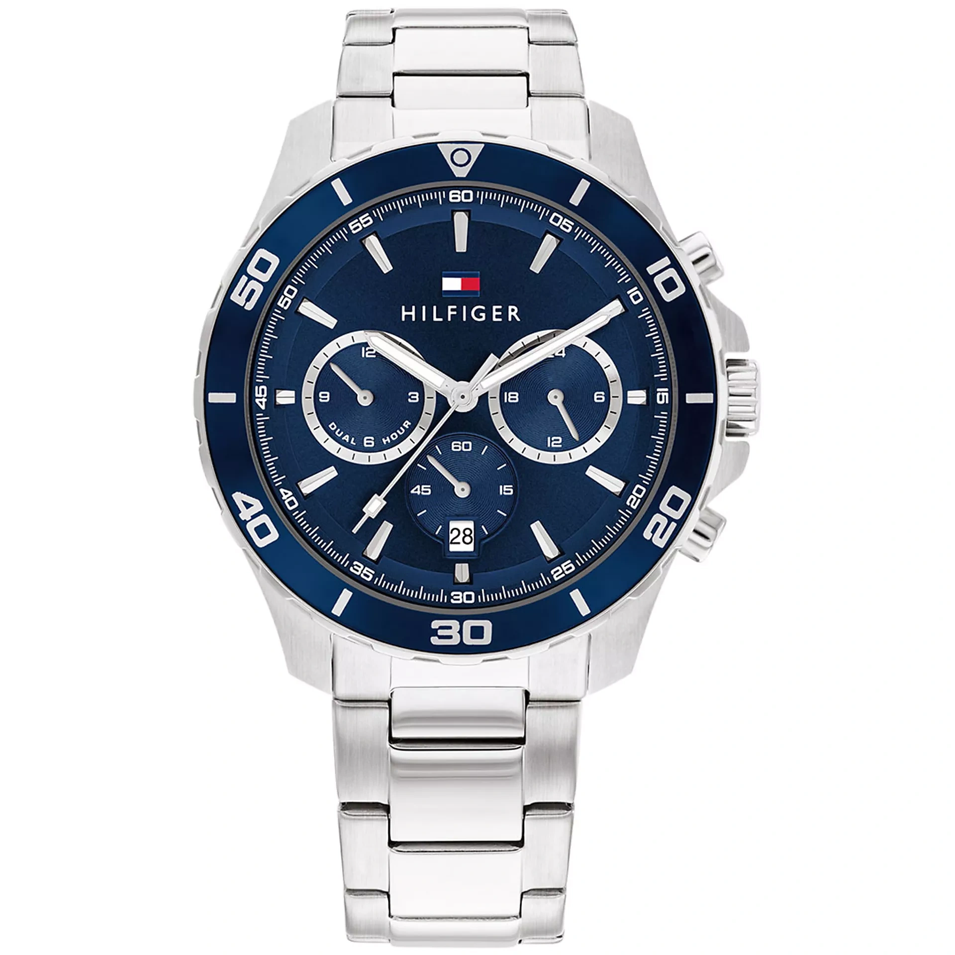 Tommy Hilfiger Reloj cronógrafo con pulsera de acero plateado para hombre