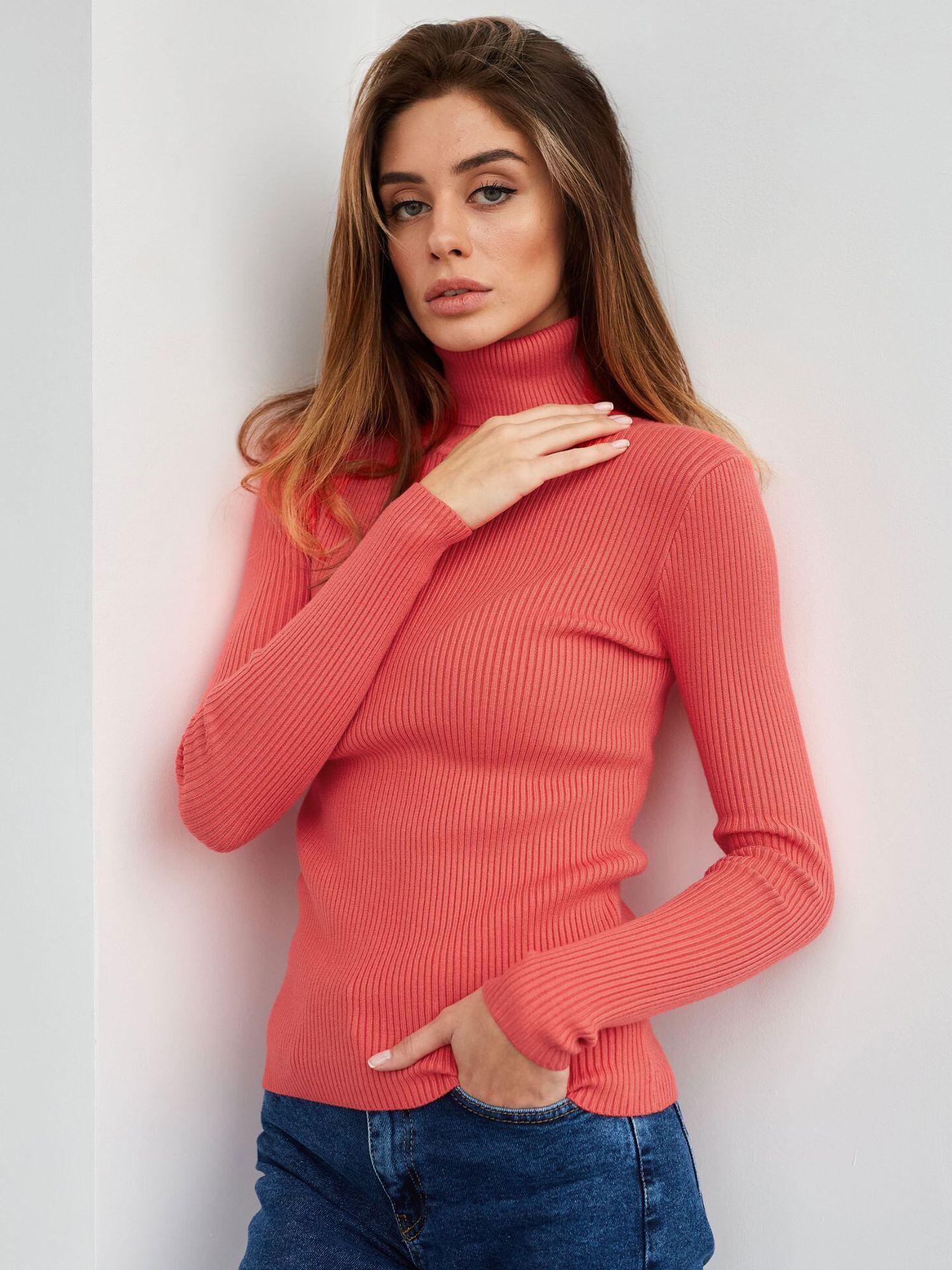 Camisola de gola alta, camisa de malha com fundo, camisola outono 2025, camisola de gola alta, camisola para mulher