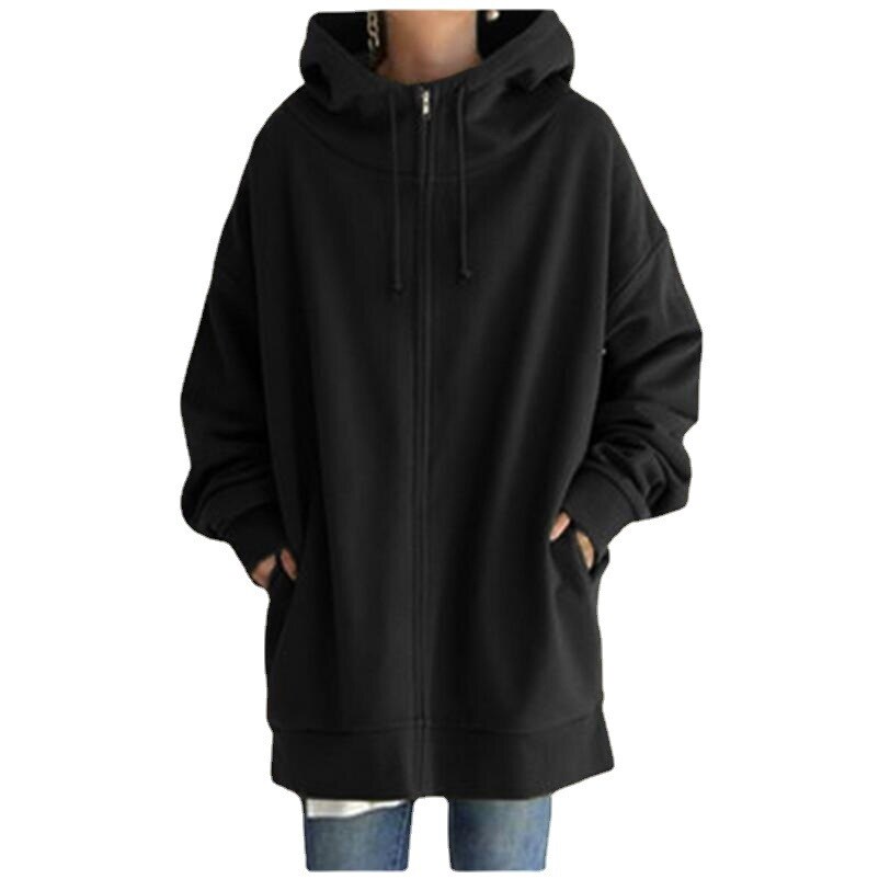 Comércio exterior outono e inverno nova personalidade rua moletom com capuz zíper longo mais veludo moletom