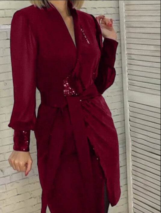 Promoção antecipada de Natal - 50% OFF🎄Vestido de menina com lantejoulas e decote em V