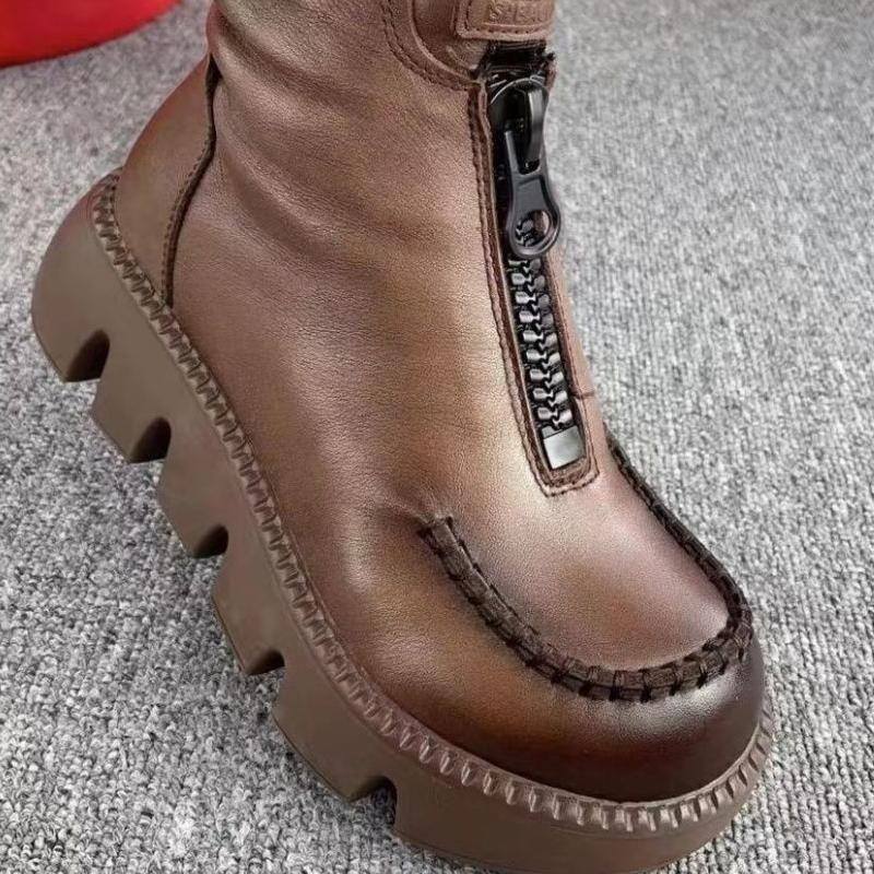 🔥Botas femininas curtas quentes em estilo retrô feitas de couro PU👢